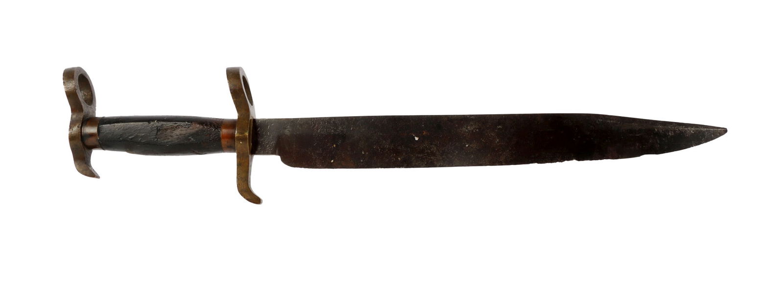 CIVIL WAR CONFEDERATE T A POTTS BOWIE KNIFE: Unmarked but an exact match to Ben Palmer collection T.A. Potts knife. Believed to have been sold by Potts in New Orleans with similar examples crafted by Rees Fitzpatrick in Natchez, MS. Clip point b