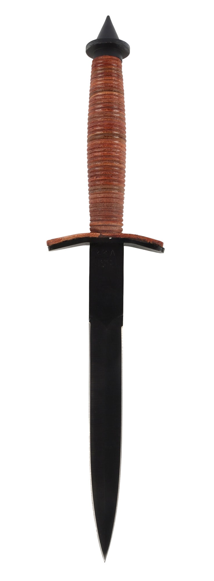 US MILITARY V-42 STILETTO FIGHTING KNIFE: A contemporary commercial version of the WWII era V-42 fighting stiletto used by US forces. 7.5 inch blade, 5.6 inch handle. With scabbard. New in box. Very good. original condition. This lot has a re