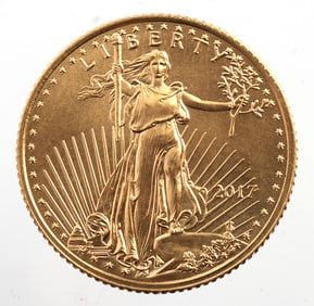 2017 GOLD 1/10 OZT OUNCE AMERICAN EAGLE BU COIN