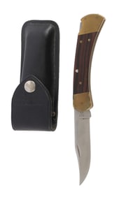BUCK 110 FOLDING KNIFE W/ ORIGINAL SHEATH 1981-86