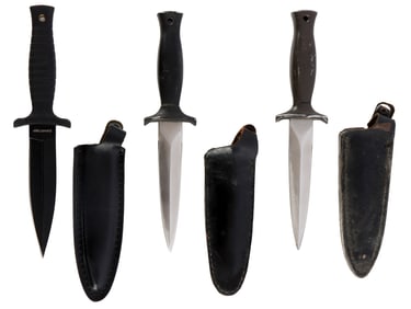 LOT OF 3 STAINLESS STEEL SURVIVAL KNIVES