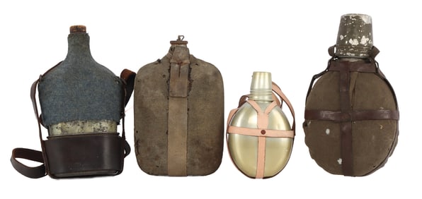 4 MILITARY CANTEEN LOT WWI CIVIL WAR FRANCE MORE