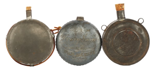 3 REVOLUTIONARY WAR OF 1812 CANTEEN LOT 1 ENGRAVED