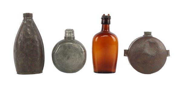 CIVIL WAR SCREW TOP WHISKEY FLASK LOT OF 4