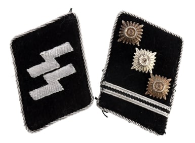 SS UNTERSTURMFUHRER COLLAR TAB SET WWII GERMAN
