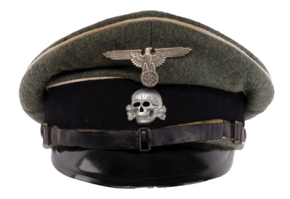 WAFFEN SS OFFICER VISOR CRUSHER CAP WWII GERMAN