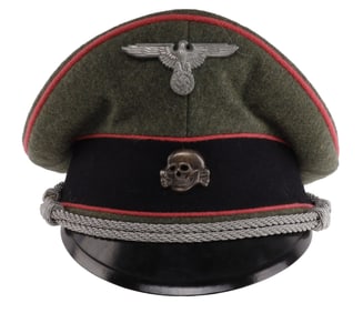 WAFFEN-SS PANZER OFFICER NCO VISOR CAP WWII GERMAN