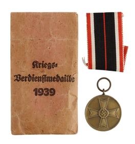 WWII GERMAN WAR MERIT MEDAL W ISSUED PAPER