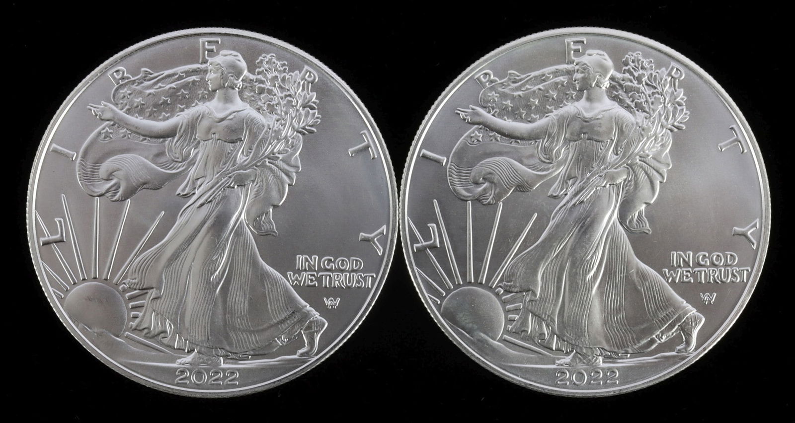 SILVER EAGLES 1 OZT .999 SILVER 2022 LOT 2 (1 of 2)