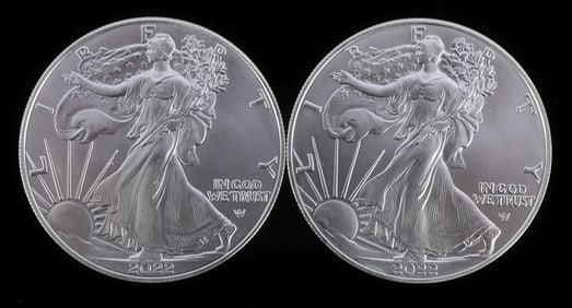 SILVER EAGLES 1 OZT .999 SILVER 2022 LOT 2