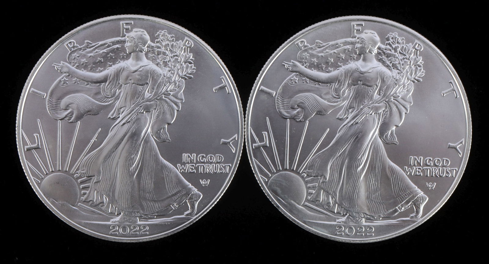 SILVER EAGLES 1 OZT .999 SILVER 2022 LOT 2 (1 of 2)