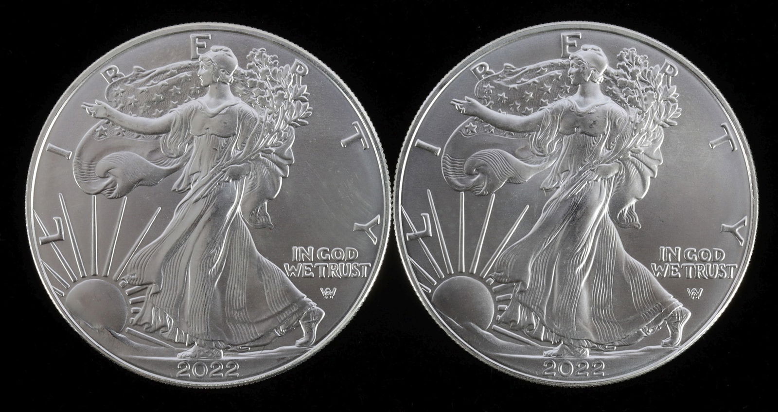 SILVER EAGLES 1 OZT .999 SILVER 2022 LOT 2 (1 of 2)