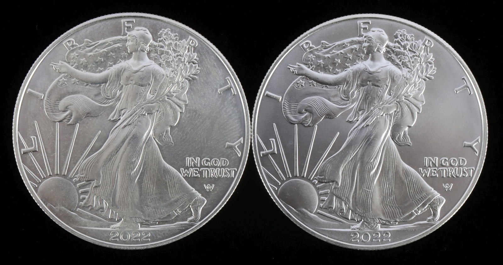 SILVER EAGLES 1 OZT .999 SILVER 2022 LOT 2 (1 of 2)