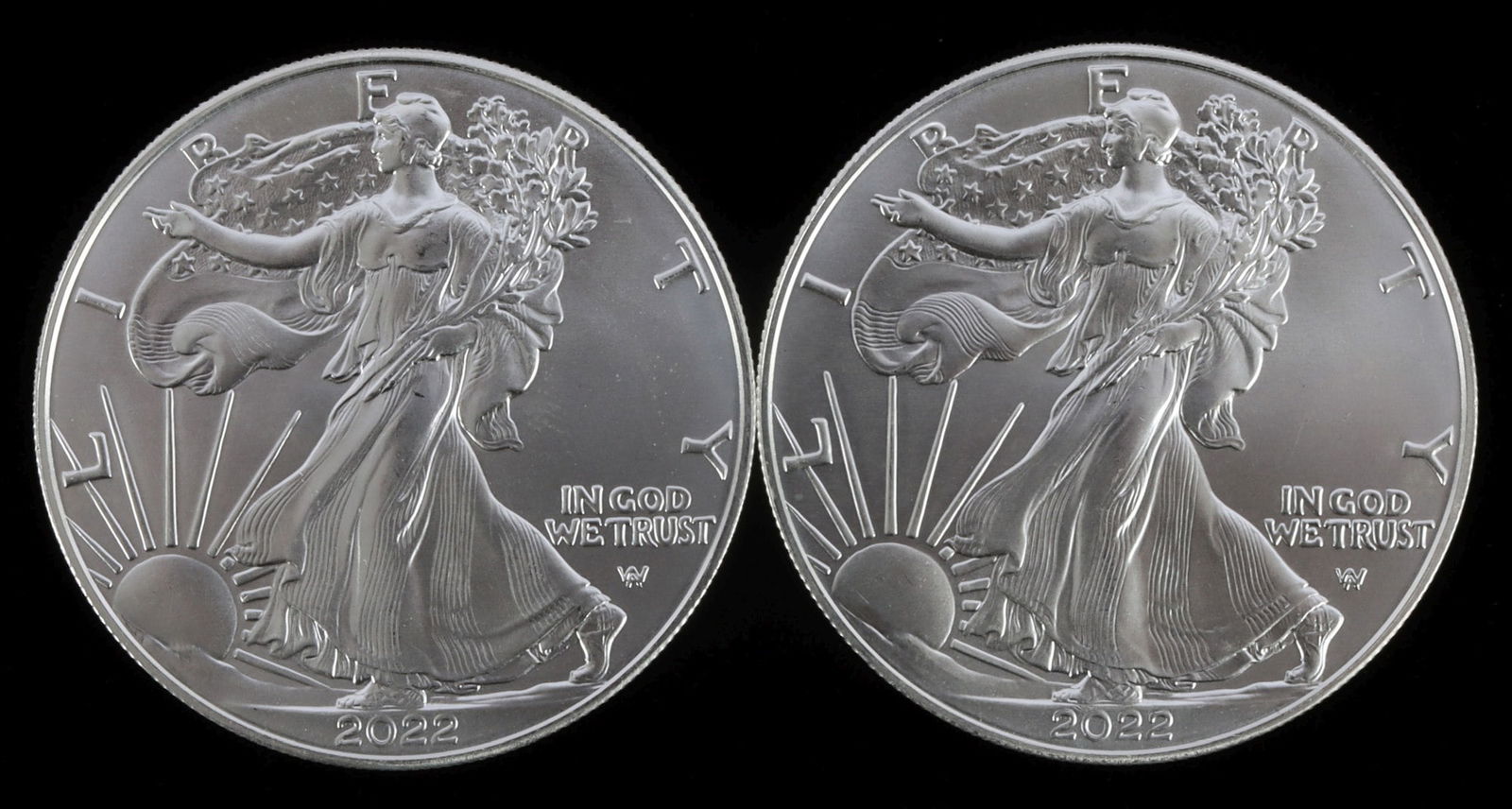 SILVER EAGLES 1 OZT .999 SILVER 2022 LOT 2 (1 of 2)