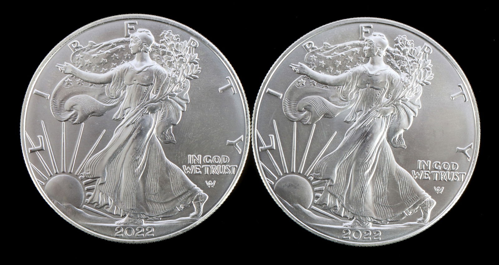 TWO SILVER EAGLES 1 OZT .999 SILVER 2015 (1 of 2)