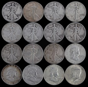 $8.00 FACE VALUE 90% SILVER HALF DOLLAR COIN LOT