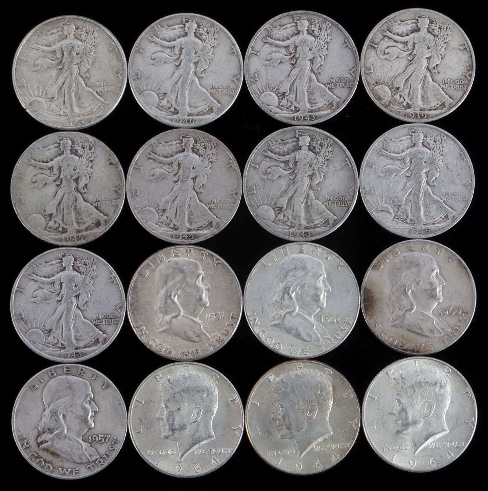 $8.00 FACE VALUE 90% SILVER HALF DOLLAR COIN LOT (1 of 2)