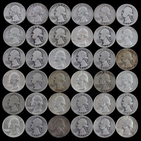 $9 FACE VALUE US PRE-1964 SILVER QUARTERS