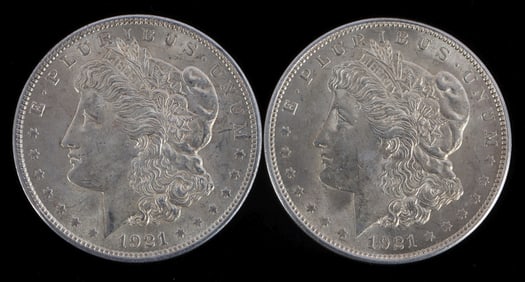 2 MINT STATE MORGAN SILVER DOLLARS 1921