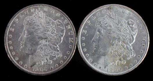 LOT OF 2 MINT STATE MORGAN SILVER DOLLARS