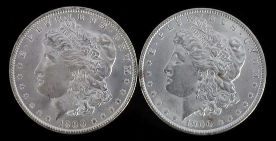LOT OF 2 MINT STATE MORGAN SILVER DOLLARS