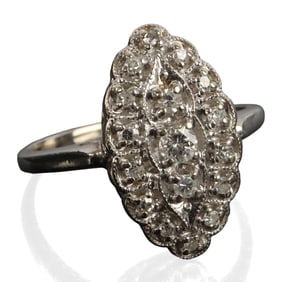 .25 CTW DIAMOND ANTIQUE SHIELD RING SIZE 7