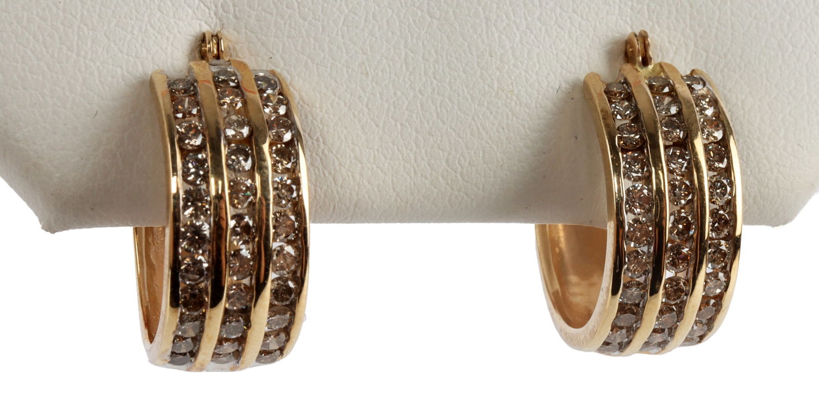 10K YELLOW GOLD DIAMOND HOOP EARRINGS: Stamped "10K" inside earring. diamonds are single point. No damage to settings or stones. In very good condition. Total weight 5.855 grams. This lot reserved at melt.