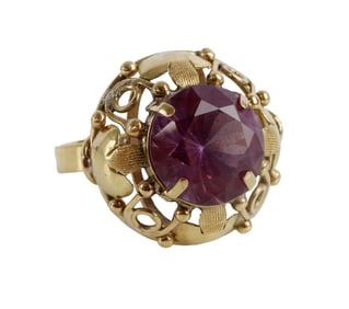 14K YELLOW GOLD ANTIQUE COLOR CHANGE SAPPHIRE RING