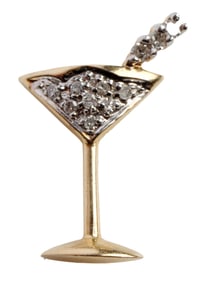 14K YELLOW GOLD DIAMOND MARTINI PENDANT