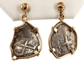 14KT YELLOW GOLD SPANISH REALE EARRINGS