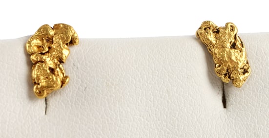 22K GOLD NATURAL ALASKA NUGGET EARRINGS 1.5 GRAMS