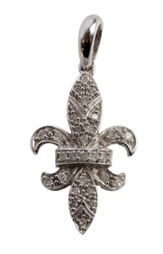 FLEUR DE LIS DIAMOND PENDANT 10K WHITE GOLD