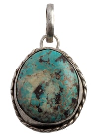 NATIVE AMERICAN NAVAJO TURQUOISE & SILVER PENDANT