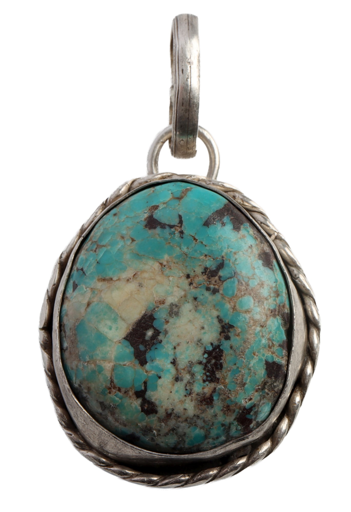NATIVE AMERICAN NAVAJO TURQUOISE & SILVER PENDANT (1 of 6)