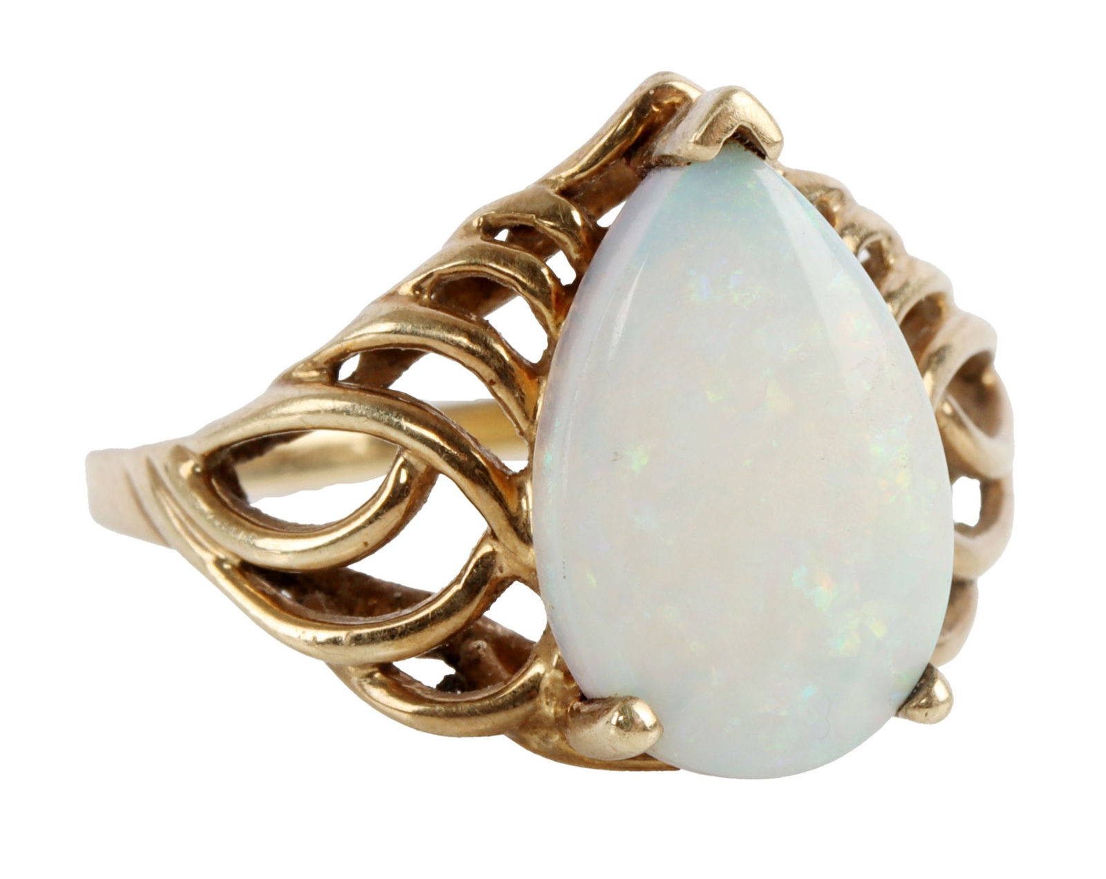 OPAL 10K YELLOW GOLD RING SIZE 6: Total weight 2.39 grams. This lot reserved at melt.