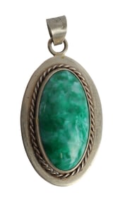 SILVER PENDANT WITH SIMULATED STONE