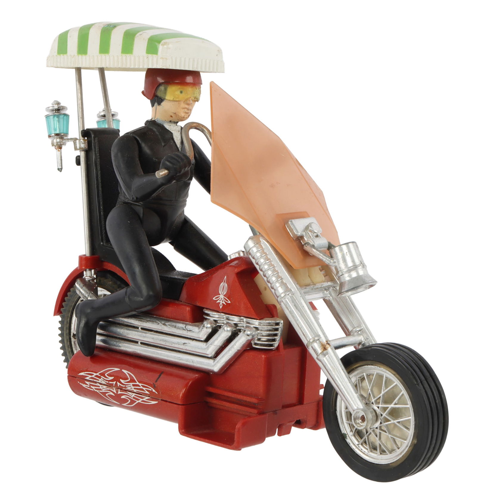 1971 HASBRO SCREAMIN DEMON TOY MOTORCYCLE CHOPPER: Working condition, 1971 dated, measures 7 x 6 inches