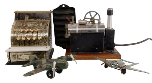 ANTIQUE VINTAGE TOY LOT STEAM ENGINE CASH REGISTER