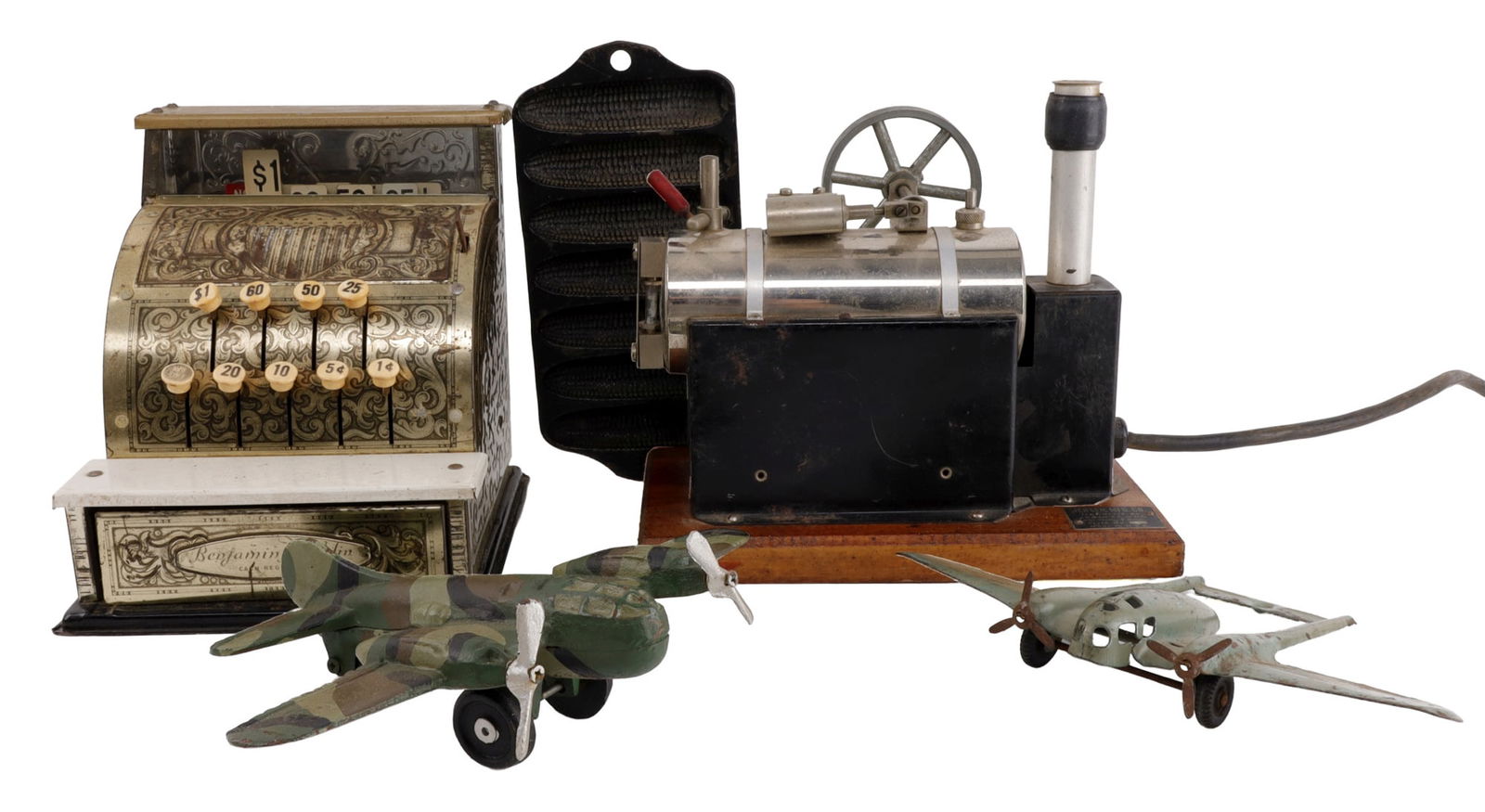 ANTIQUE VINTAGE TOY LOT STEAM ENGINE CASH REGISTER (1 of 8)