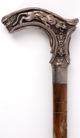 SILVER PANTHER IMAGE GRIP WALKING STICK CANE