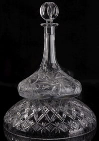 CRYSTAL SHIP STYLE DECANTER AND CRYSTAL BOWL SET