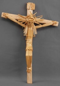 MEXICAN FOLK ART WICKER JESUS ON THE CROSS