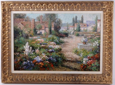S RAZIN OIL PAINTING OF A GARDEN VILLAGE
