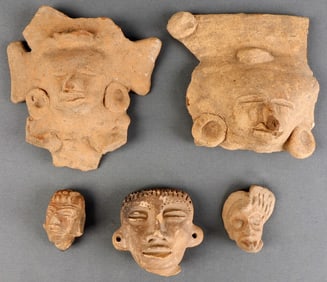 LOT OF 5 ANTIQUE COLUMBIAN POTTERY HEADS