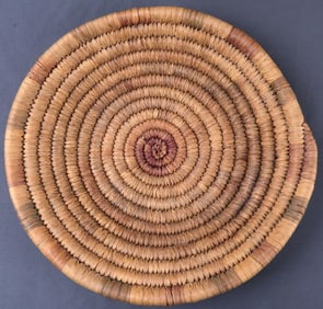NATIVE APACHE WOVEN TRAYS & BASKET LOT OF 4