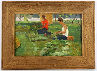 YEGENIY PIKOLOV RUSSIAN TOBACCO LABOR OIL PAINTING