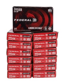 280 ROUNDS FEDERAL 223REM 55GR FMJ RANGE AMMO LOT