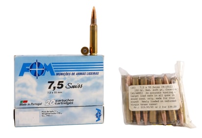 50 RDS 7.5X55 SWISS 170GR FMJ RIFLE AMMO