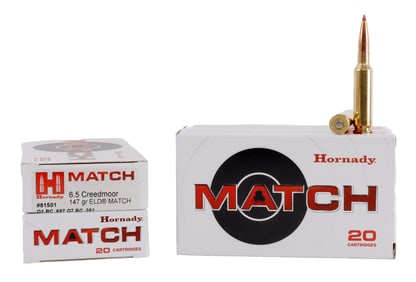 80 ROUNDS 6.5 CREEDMOOR 147GR HORNADY MATCH AMMO