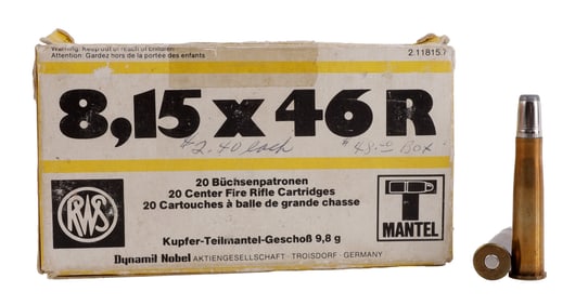 18 ROUNDS 8.15X46R 151GR SP RWS MANTEL AMMO